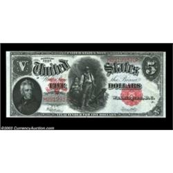 Fr. 91 $5 1907 Legal Tender Choice New. A fresh, bright Gem in every respect but for the top margin,