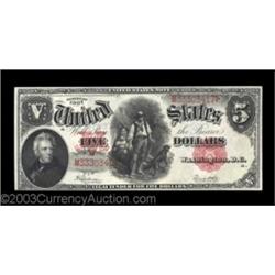 Fr. 91 $5 1907 Legal Tender Choice About New. Decently margined for the issue and with good color.