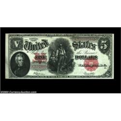 Fr. 91 $5 1907 Legal Tender Choice About New. A beautifully bright, strictly original example.  Impo