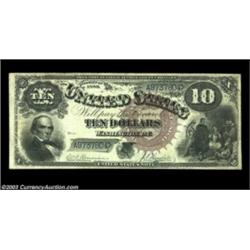 Fr. 108 $10 1880 Legal Tender Fine-Very Fine. Broadly margined, with super ink color. The back is a