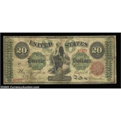 Fr. 126b $20 1863 Legal Tender Very Good. Problem-free for the grade, with no tears or stray marks.