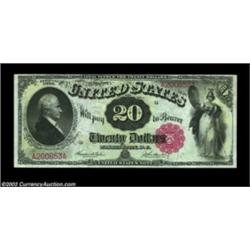 Fr. 146 $20 1880 Legal Tender Choice Extremely Fine. A bit tight across the top, but perfectly natur