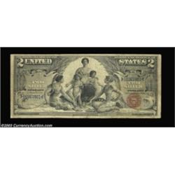Fr. 248 $2 1896 Silver Certificate Very Good-Fine. Hugely margined and very well circulated, though