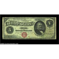 Fr. 260 $5 1886 Silver Certificate Fine. The normal soil that one would expect for the grade, but na