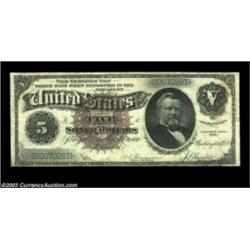 Fr. 263 $5 1886 Silver Certificate Fine. The paper is a touch soft, but considerable color remains.