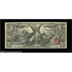 Fr. 268 $5 1896 Silver Certificate Fine. This Five Dollar Educational from the Hubbard Collection is