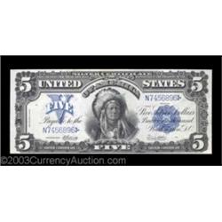 Fr. 280 $5 1899 Silver Certificate Very Choice New. A good looking Chief, with deep original embossi