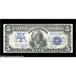 Fr. 280 $5 1899 Silver Certificate Very Choice New. This handsome Chief has good margins, excellent