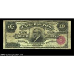 Fr. 299 $10 1891 Silver Certificate Fine. This Hendricks "Tombstone" note is an ideal example of the