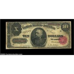 Fr. 368 $10 1890 Treasury Note Fine. A solid, unmolested example of the final signature combination