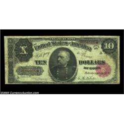 Fr. 369 $10 1891 Treasury Note Fine. There are a few minor stains on this otherwise unmolested Sheri
