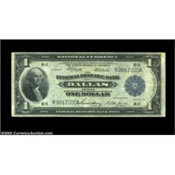 Fr. 741 $1 1918 Federal Reserve Bank Note Very Fine. A nice Dallas District $1 FRBN. This is a fairl