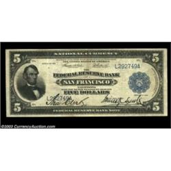 Fr. 808 $5 1915 Federal Reserve Bank Note Very Fine. Broadly margined and problem free, though the s