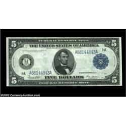 Fr. 847a $5 1914 Federal Reserve Note Choice Extremely Fine. Essentially an uncirculated note with a