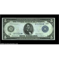 Fr. 850 $5 1914 Federal Reserve Star Note Choice About New. Not a particularly rare Star, but a very