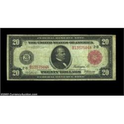 Fr. 953b $20 1914 Red Seal Federal Reserve Note Fine. Lots of circulation but problem free. The red