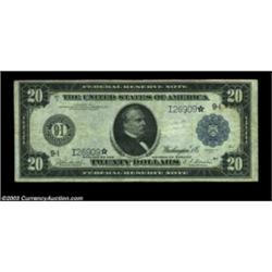 Fr. 998 $20 1914 Federal Reserve Note Very Fine. One of only three known Star examples for this Frie