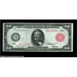 Fr. 1013b $50 1914 Red Seal Federal Reserve Note Extremely Fine. The surfaces are a bit soft, but th