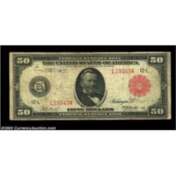 Fr. 1023b $50 1914 Red Seal Federal Reserve Note Fine. CAA has sold only two Fr. 1023's out of about