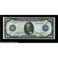 Fr. 1040 $50 1914 Federal Reserve Note Extremely Fine. A much rarer number, and the first Friedberg