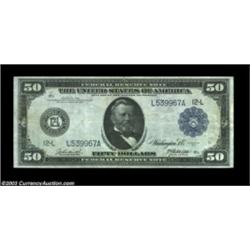 Fr. 1068 $50 1914 Federal Reserve Note Choice Very Fine. This nice natural $50 Fed has considerable
