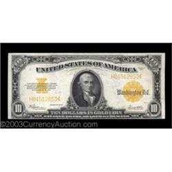 Fr. 1173 $10 1922 Gold Certificate Choice Extremely Fine. The bottom face margin is quite close on t