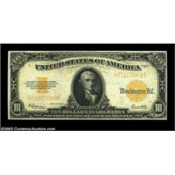 Fr. 1173 $10 1922 Gold Certificate Choice Extremely Fine. The center fold is just a drop too heavy f