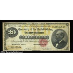 Fr. 1178 $20 1882 Gold Certificate Fine. A little edge soil, but otherwise an extremely nice example