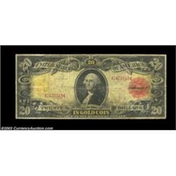 Fr. 1180 $20 1905 Gold Certificate Very Good. Heavily circulated but with rather good color remainin