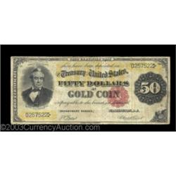 Fr. 1194 $50 1882 Gold Certificate Fine. Fewer than two dozen examples are known of this Friedberg n