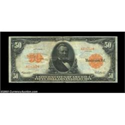 Fr. 1199 $50 1913 Gold Certificate Choice Very Fine. A perfectly natural note, with full bright colo