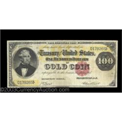 Fr. 1207 $100 1882 Gold Certificate Choice Very Fine. A truly scarce number, with the total census i