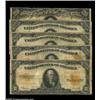 Image 1 : Five Circulated Gold Certificates. Fr. 1169, 1169a, 1173 (two) and 1187. All the notes grade right a
