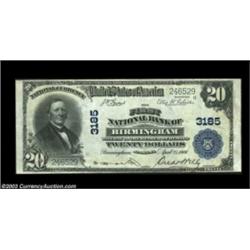 Birmingham, AL - $20 1902 Plain Back Fr. 650 The First NB Ch. # 3185An unusually high grade large ex