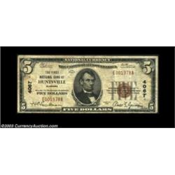 Huntsville, AL - $5 1929 Ty. 1 The First NB Ch. # 4067This is an unaccountably rare bank in large si