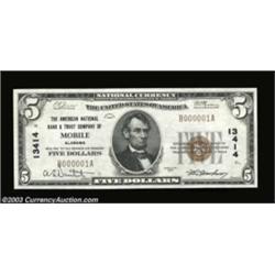 Mobile, AL - $5 1929 Ty. 1 The American NB & TC Ch. # 13414A lovely and well margined serial number