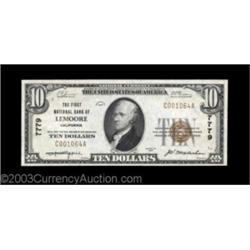 Lemoore, CA - $10 1929 Ty. 1 The First NB Ch. # 7779A high grade example from the only bank here to