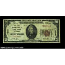 Oakdale, CA - $20 1929 Ty. 1 The First NB Ch. # 7502An evenly circulated Fine example from the sole