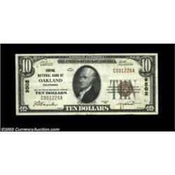 Oakland, CA - $5 1902 Plain Back Fr. 609, $20 1929 Ty. 1 First NB Ch. # 12665 Fine, splits and small