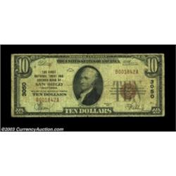 San Diego, CA - $10 1929 Ty. 1 The First NT & SB Ch. # 3050Evenly circulated Very Good-Fine example