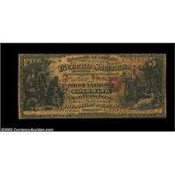 San Francisco, CA - $5 Original National Gold Bank Note Fr. 1136 The First National Gold Bank Ch. #