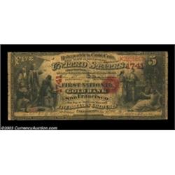 San Francisco, CA - $5 Original National Gold Bank Note Fr. 1136 The First National Gold Bank Ch. #