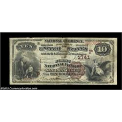 San Francisco, CA - $10 1882 Brown Back Fr. 484 The First NB Ch. # (P)1741About Fine, with a lightly