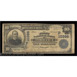 Torrance, CA - $10 1902 Plain Back Fr. 630 The First NB Ch. # (P)10396A very scarce large example fr