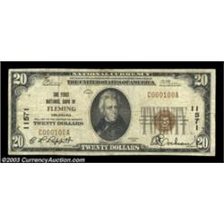 Fleming, CO - $20 1929 Ty. 1 First NB Ch. # 11571A very rare Logan County bank from which only a hal