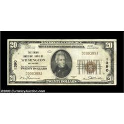 Wilmington, DE - $20 1929 Ty. 1 The Union NB Ch. # 1390Not really rare, but no note from this underr