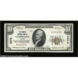 Cambridge, IL - $10 1929 Ty. 1 The Farmers NB Ch. # 2572Crackling fresh and gem but for some light h