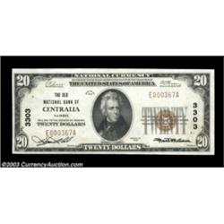 Centralia, IL - $20 1929 Ty. 1 The Old NB Ch. # 3303By far the nicest small note we've ever seen fro