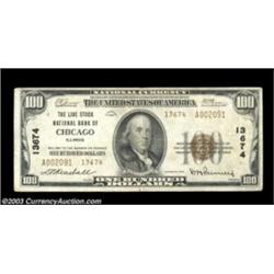 Chicago, IL - $100 1929 Ty. 2 The Live Stock NB Ch. # 13674A scarce and much sought after type and d
