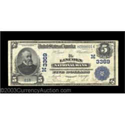 Lincoln, IL - $5 1902 Date Back Fr. 591 The Lincoln NB Ch. # (M)3369A more than acceptable Date Back